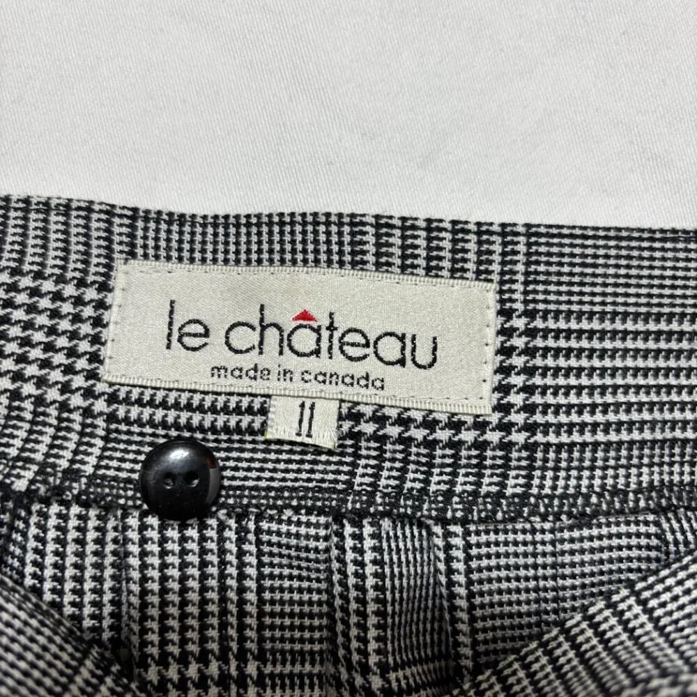 Vintage Le Chateau Classic Black & White Plaid Pleated Skirt - Picture 2 of 7